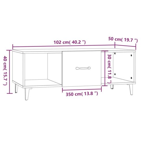  Stolik kawowy, brązowy dąb 102x50x40 cm materiał drewnopochodny