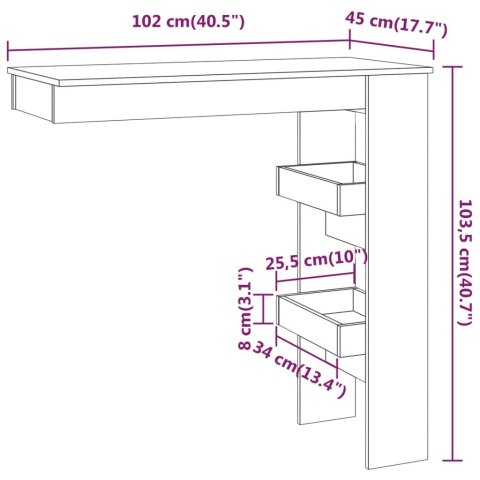  Stolik barowy, sonoma, 102x45x103,5 cm, materiał drewnopochodny