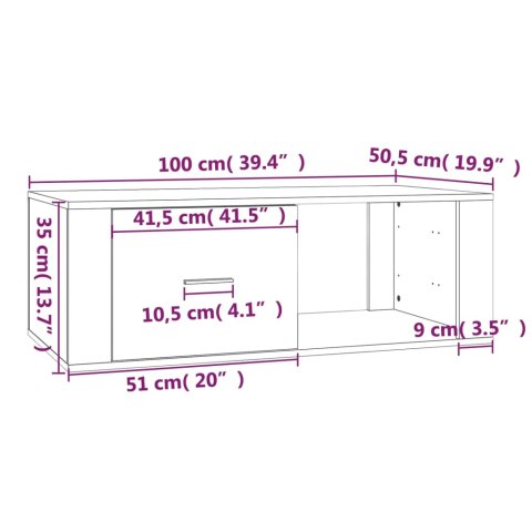  Stolik kawowy, brązowy dąb 100x50,5x35, materiał drewnopochodny