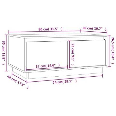  Stolik kawowy, szary, 80x50x35 cm, lite drewno sosnowe