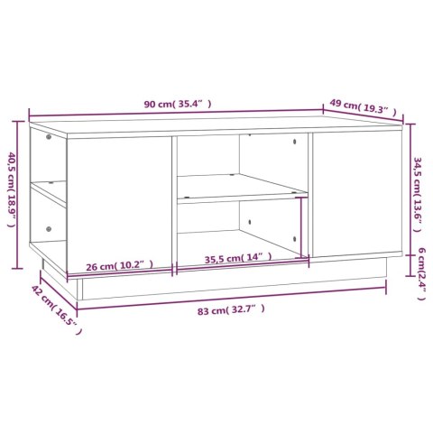  Stolik kawowy, czarna, 90x49x40,5 cm, lite drewno sosnowe