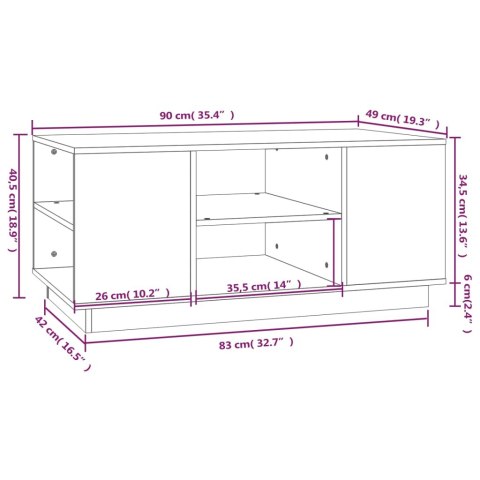  Stolik kawowy, szara, 90x49x40,5 cm, lite drewno sosnowe