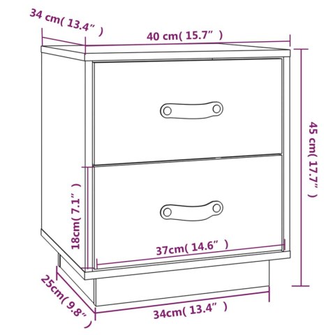 Szafki nocne, 2 szt., szare, 40x34x45 cm, lite drewno sosnowe