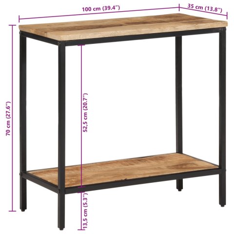  Stolik konsolowy, 100x35x70 cm, surowe lite drewno mango