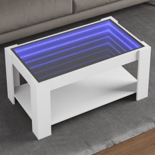  Stolik kawowy z LED, biały 93x53x45 cm, materiał drewnopochodny