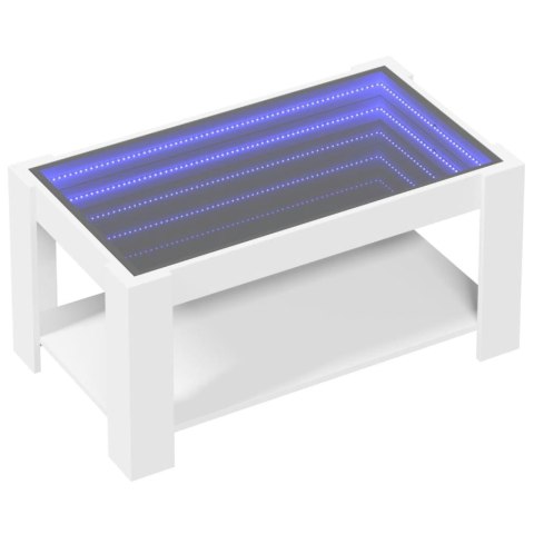  Stolik kawowy z LED, biały 93x53x45 cm, materiał drewnopochodny