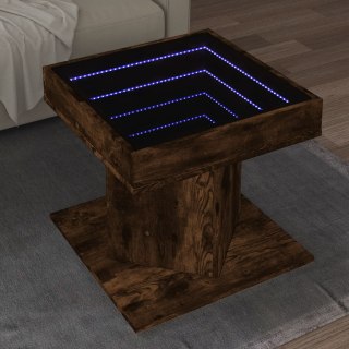  Stolik kawowy z LED, opalany dąb, 50x50x45 cm