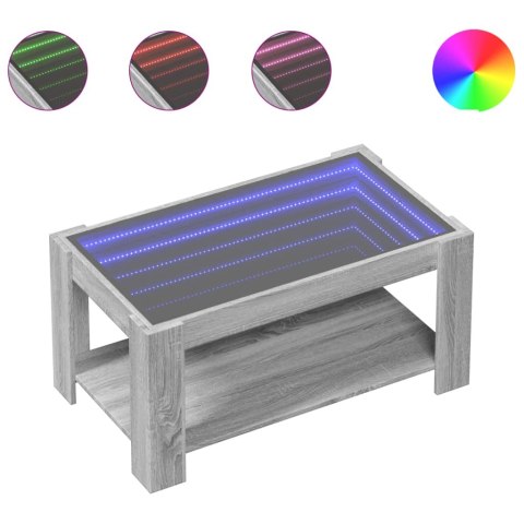  Stolik kawowy z LED, szary dąb sonoma, 93x53x45 cm