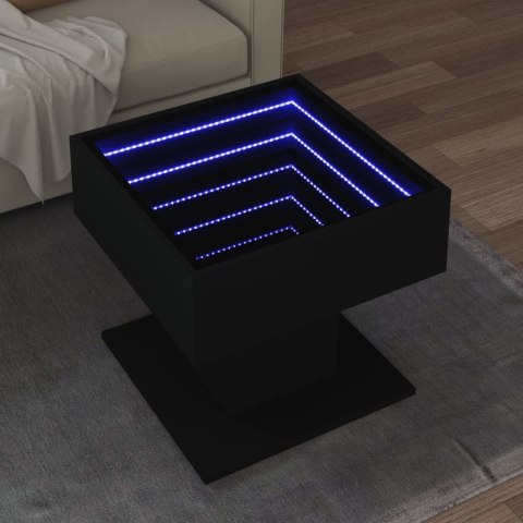  Stolik kawowy z LED czarny 50x50x45 cm, materiał drewnopochodny