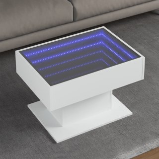  Stolik kawowy z LED, biały, 70x50x45cm, materiał drewnopochodny