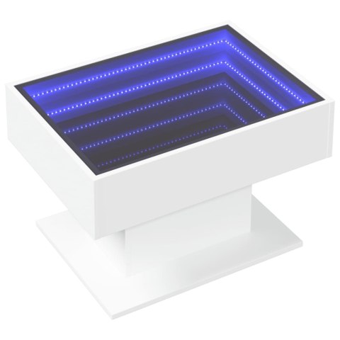  Stolik kawowy z LED, biały, 70x50x45cm, materiał drewnopochodny