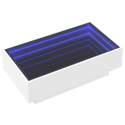  Stolik kawowy z LED, biały, 90x50x30cm, materiał drewnopochodny