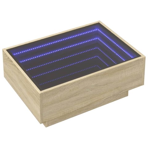  Stolik kawowy z LED, dąb sonoma, 70x50x30 cm