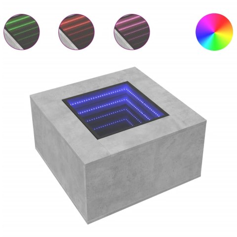  Stolik kawowy z LED, szarość betonu, 60x60x40 cm