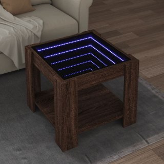  Stolik kawowy z LED, brązowy dąb, 53x53x45 cm