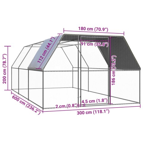  Klatka zewnętrzna dla kurcząt, 3x6x2 m, stal galwanizowana