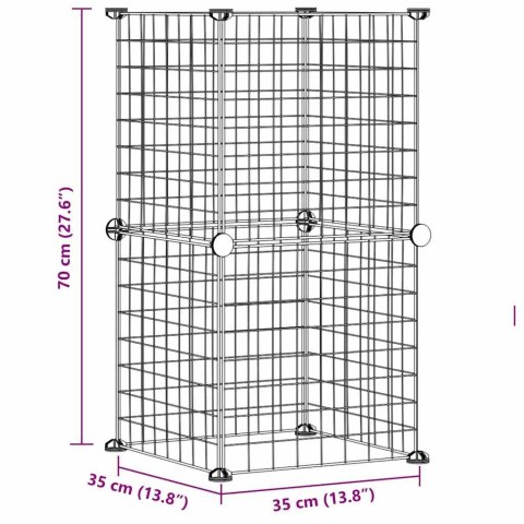  Klatka dla zwierząt, 8 paneli, czarna, 35x35 cm, stalowa