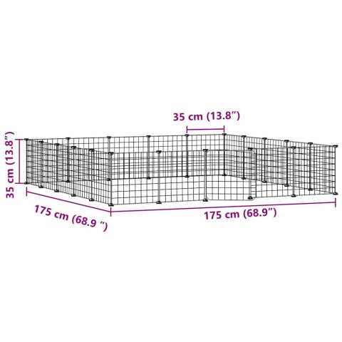  Klatka dla zwierząt z bramką, 20 paneli, czarna, 35x35 cm, stal