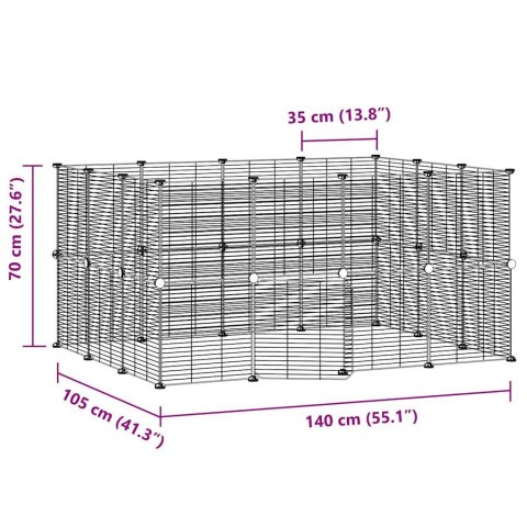  Klatka dla zwierząt z bramką, 28 paneli, czarna, 35x35 cm, stal