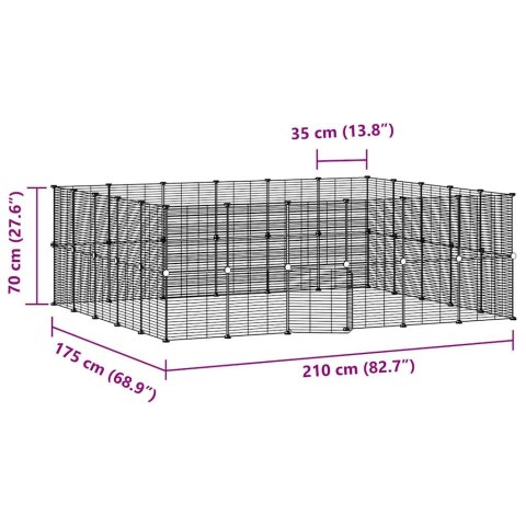  Klatka dla zwierząt z bramką, 44 panele, czarna, 35x35 cm, stal