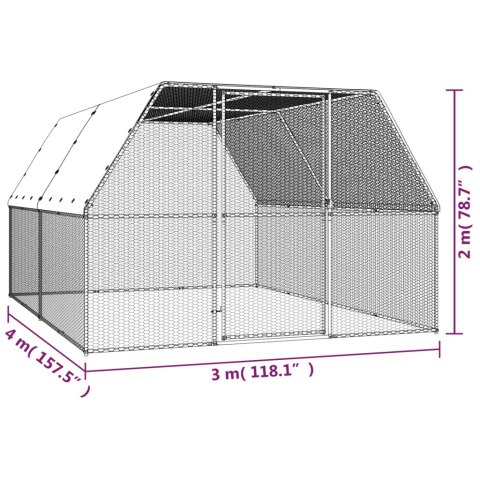  Klatka dla kurcząt, 3x4x2 m, stal galwanizowana