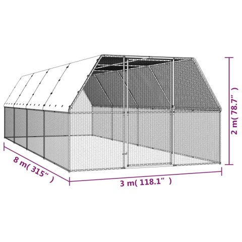  Klatka dla kurcząt, 3x8x2 m, stal galwanizowana