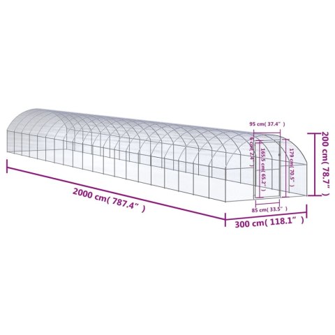  Klatka zewnętrzna dla kurcząt, 3x20x2 m, stal galwanizowana