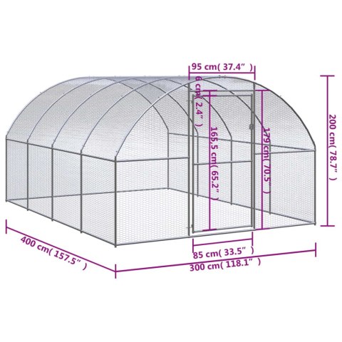  Klatka zewnętrzna dla kurcząt, 3x4x2 m, stal galwanizowana