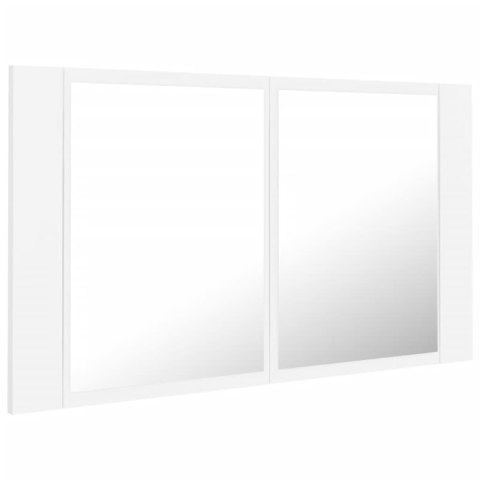  Szafka łazienkowa z lustrem i LED, biała, 80x12x45 cm, akryl