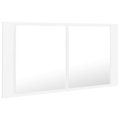  Szafka łazienkowa z lustrem i LED, biała, 90x12x45 cm, akryl