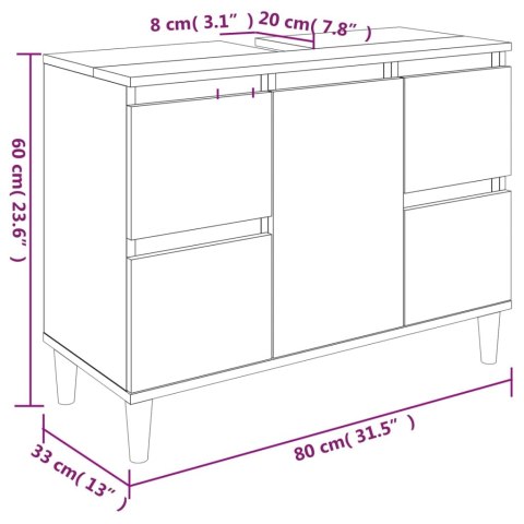  Szafka pod umywalkę, biała, 80x33x60 cm