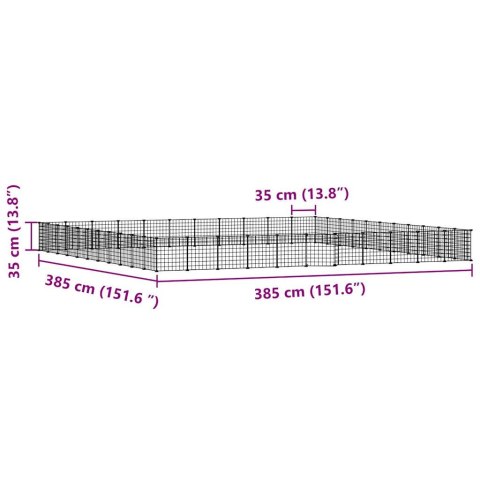  Klatka dla zwierząt z bramką, 44 panele, czarna, 35x35 cm, stal