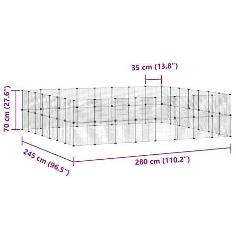  Klatka dla zwierząt z bramką, 60 paneli, czarna, 35x35 cm, stal