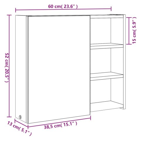  Szafka łazienkowa z lustrem i LED, biała, 60x13x52 cm