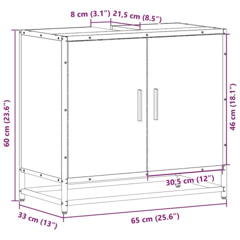  Szafka pod umywalkę, czarna, 65x33x60 cm