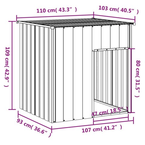  Buda dla psa, z dachem, szara, 110x103x109 cm, stal