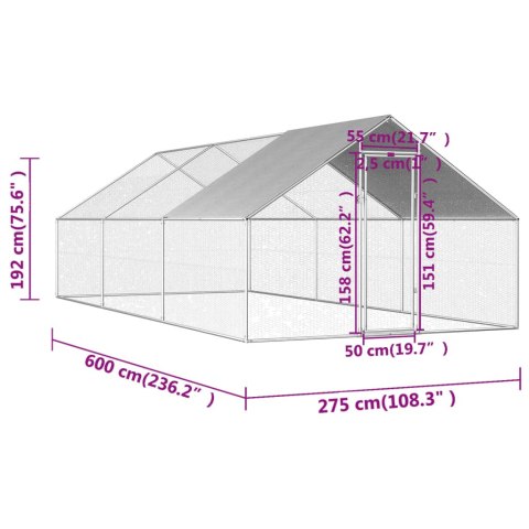  Klatka zewnętrzna dla kurcząt, 2,75x8x1,92 m, stal galwanizowana