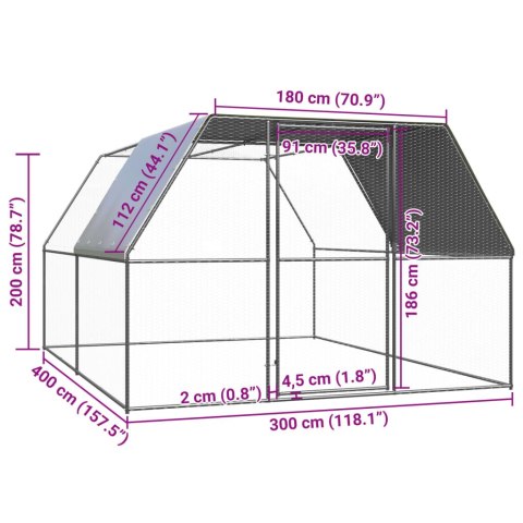  Klatka zewnętrzna dla kurcząt, 3x4x2 m, stal galwanizowana