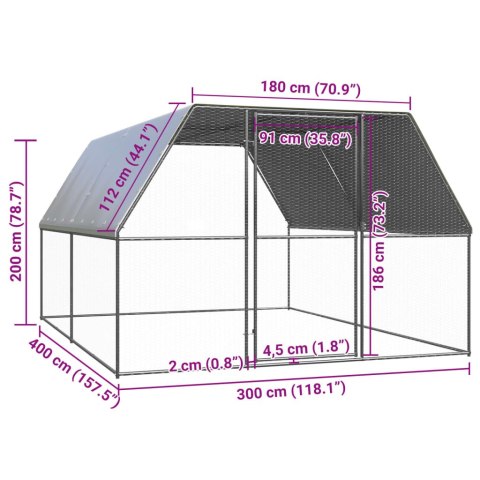  Klatka zewnętrzna dla kurcząt, 3x4x2 m, stal galwanizowana