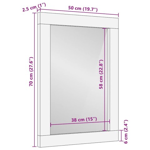  Lustro łazienkowe 50x3x70 cm lite drewno mango