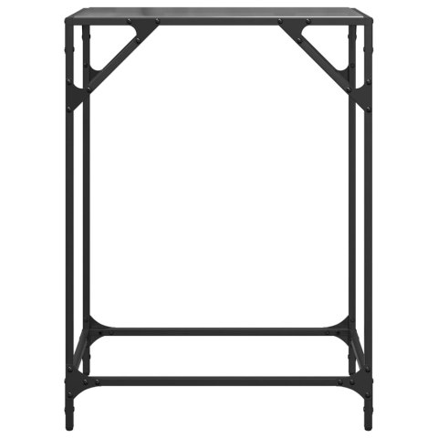  Stolik kawowy z czarnym, szklanym blatem, 60x35x81 cm, stal