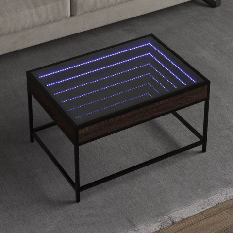  Stolik kawowy z LED Infinity, brązowy dąb, 70x50x41 cm