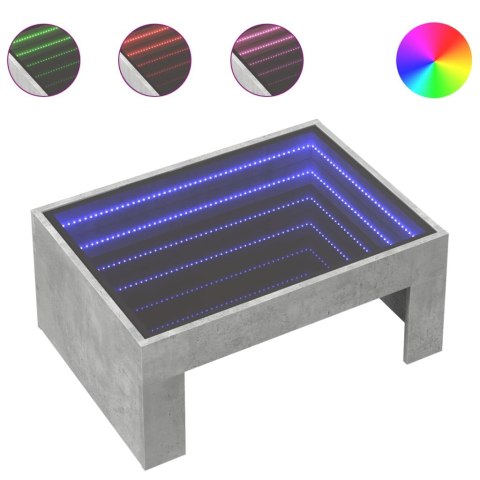  Stolik kawowy z LED Infinity, szarość betonu, 70x50x30 cm