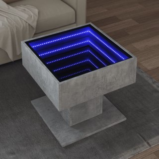  Stolik kawowy z LED, szarość betonu, 50x50x45 cm