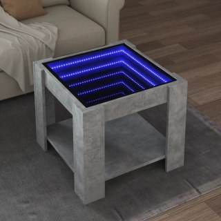  Stolik kawowy z LED, szarość betonu, 53x53x45 cm