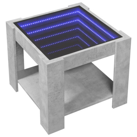  Stolik kawowy z LED, szarość betonu, 53x53x45 cm