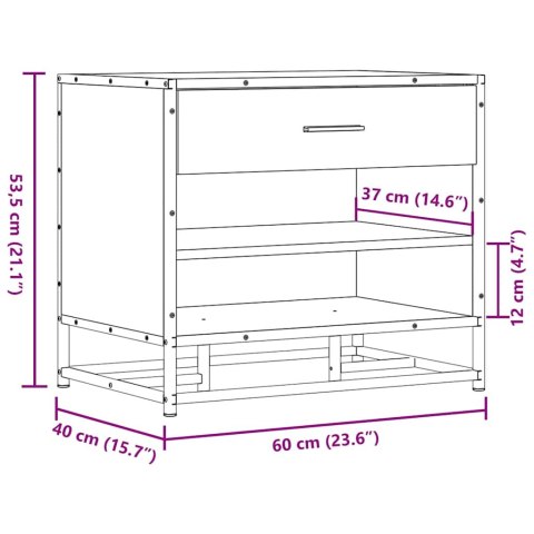  Ławka na buty Sonoma Oak 60x40x53,5 cm Drewno klejone i metal