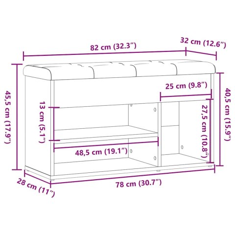  Ławka ze schowkiem na buty, stare drewno, 82x32x45,5 cm