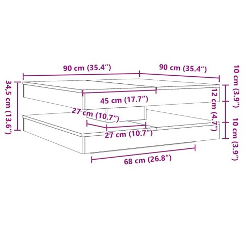  Stolik kawowy obrotowy 360 stopni Sonoma Oak 90x90x34,5 cm