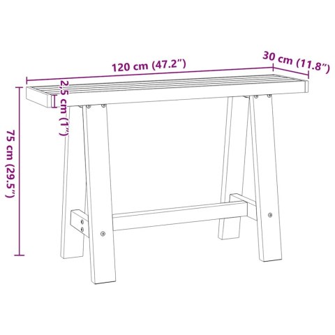  Stolik konsolowy, NOAIN, 120x30x75 cm, lite drewno sosnowe